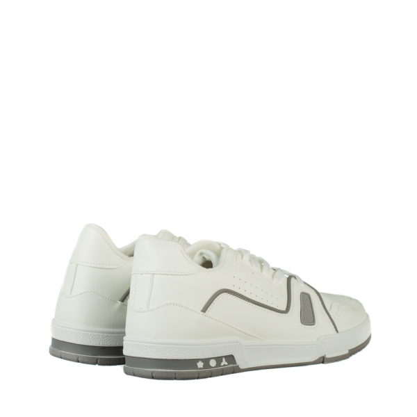 Ανδρικά αθλητικά παπούτσια λευκά από οικολογικό δέρμα Mezon, 4 - Kalapod.gr